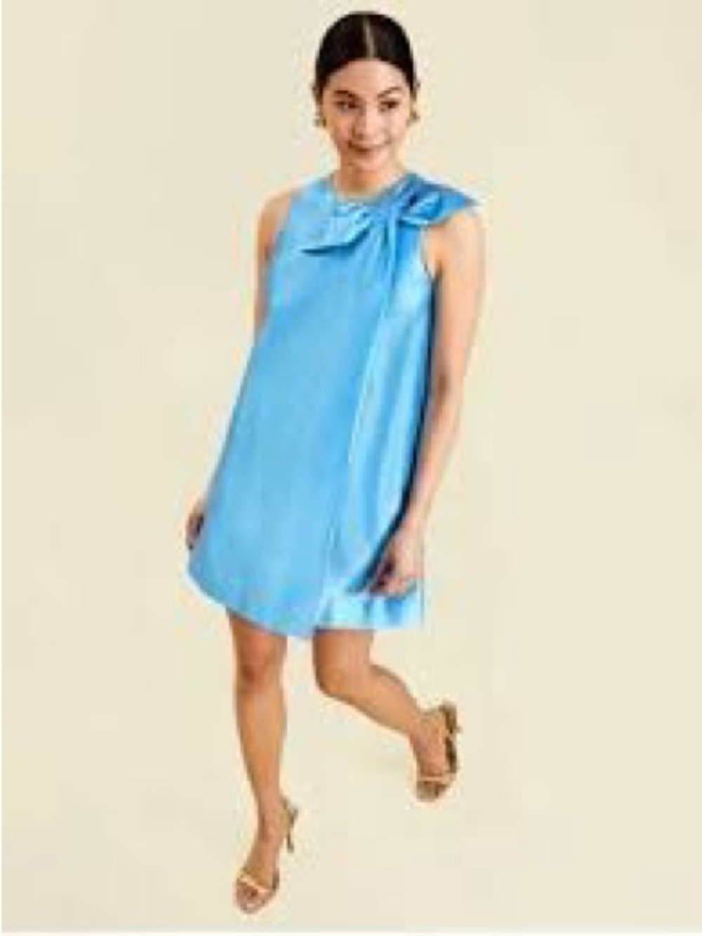 Bright Blue Sleeveless Mini Dress with Shoulder Bow